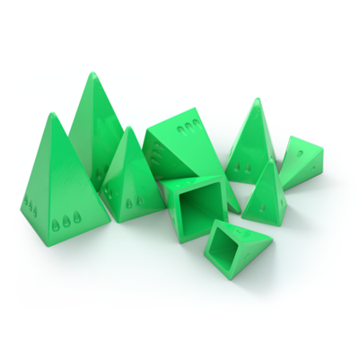 Looney Labs Kickstarter-Green Pyramids for use with the board game , sold at the BoardGameGeek Store