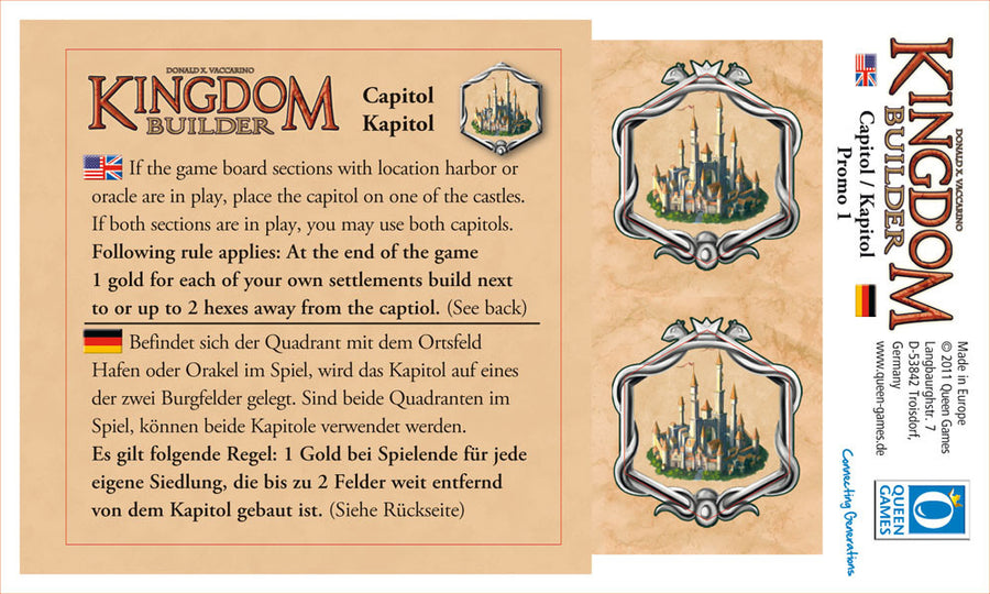 Kingdom Builder: Capitol for use with the board game K, Kingdom Builder, Spring Sale, sold at the BoardGameGeek Store