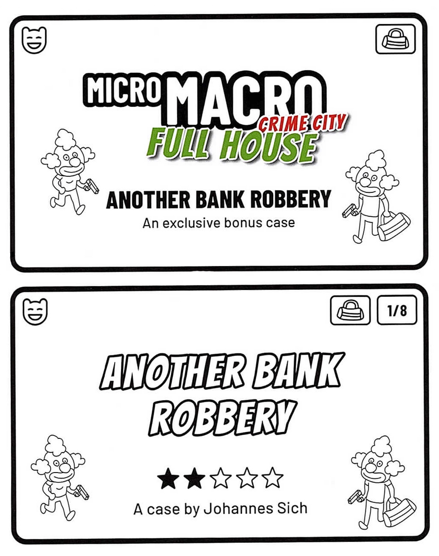 MicroMacro: Crime City - Full House - Another Bank Robbery for use with the board game M, MicroMacro: Crime City, sold at the BoardGameGeek Store