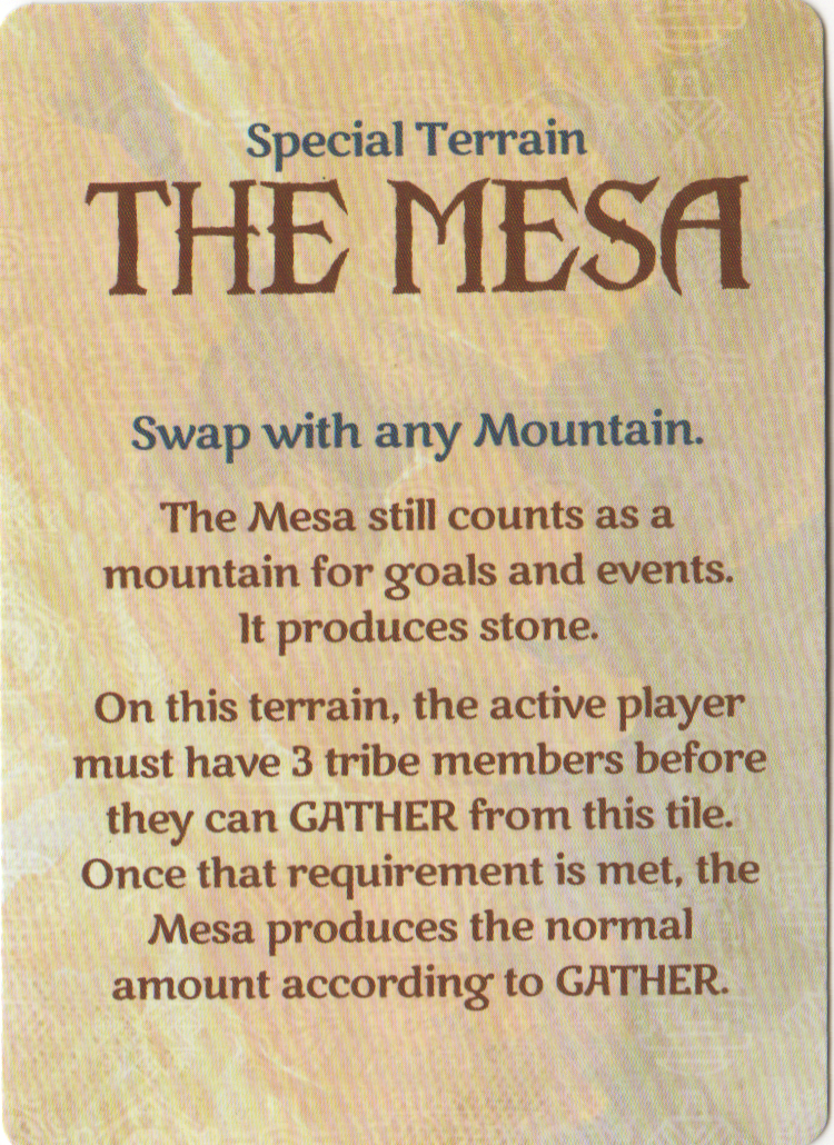 Rise of Tribes: The Mesa Promo for use with the board game R, Rise of Tribes, Spring Sale, sold at the BoardGameGeek Store
