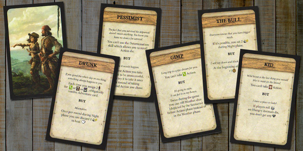 Robinson Crusoe: Trait Cards 1 for use with the board game R, Robinson Crusoe, Spring Sale, sold at the BoardGameGeek Store
