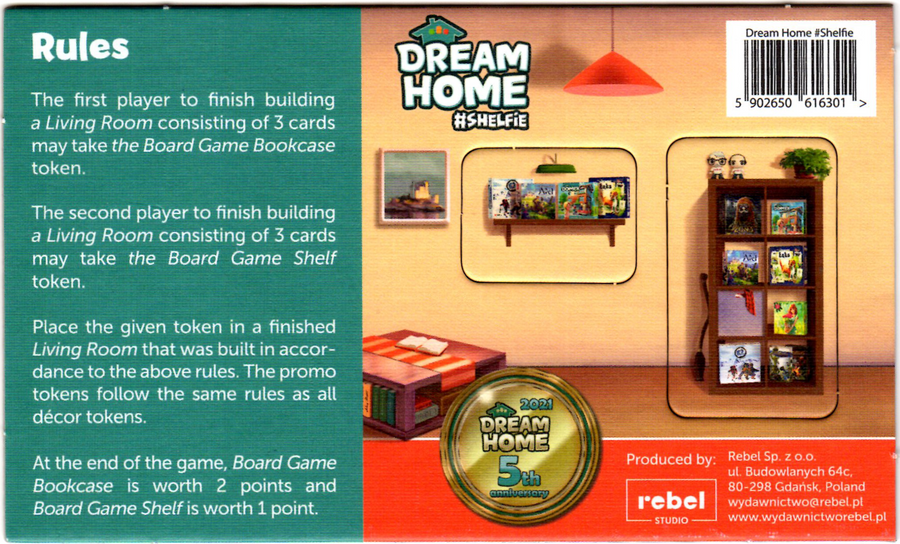 Dream Home: Promo Token - Shelfie for use with the board game D, Dream Home, sold at the BoardGameGeek Store