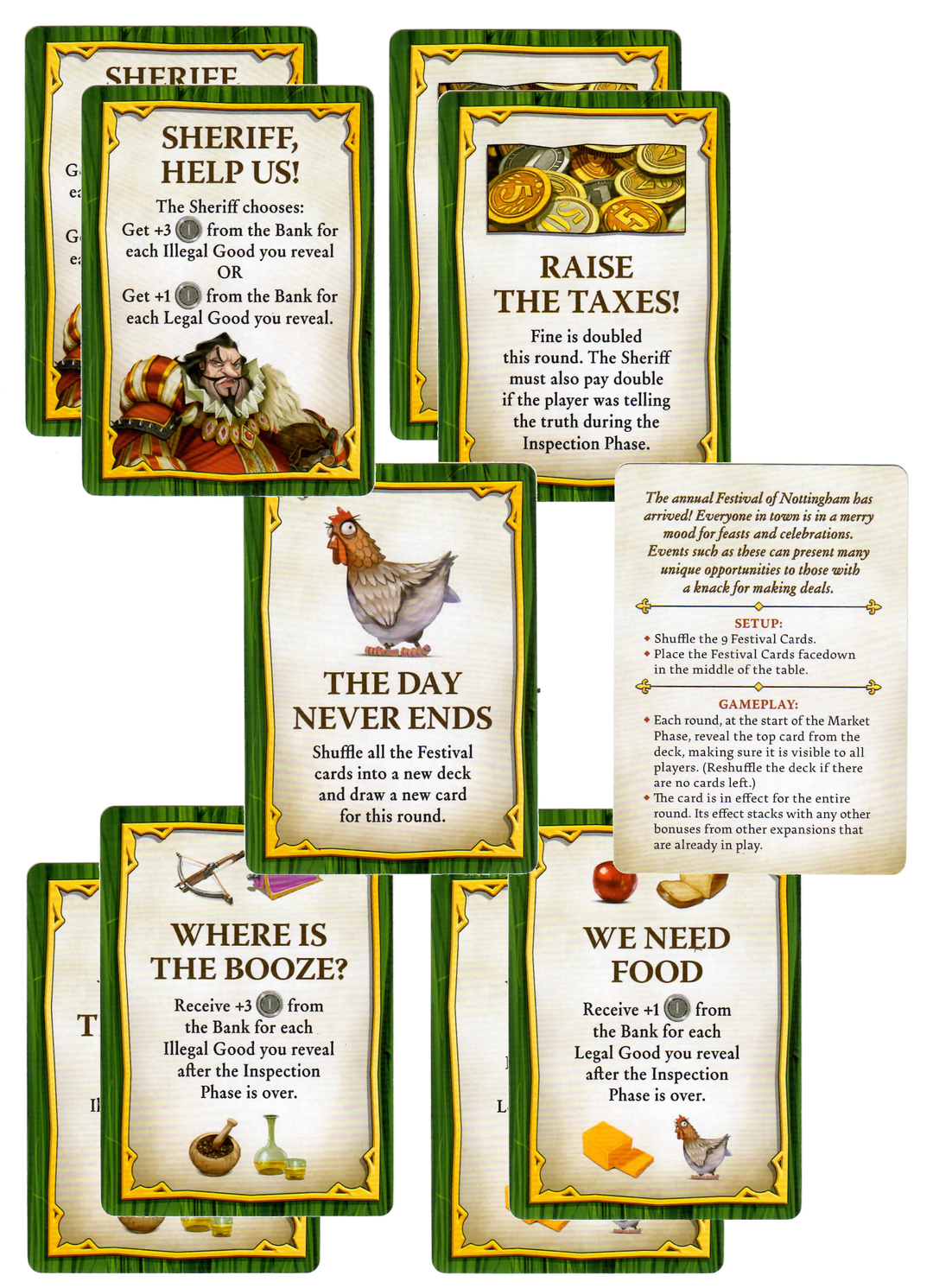 Sheriff of Nottingham: 2nd Edition – Festival of Nottingham for use with the board game S, Sheriff of Nottingham, sold at the BoardGameGeek Store