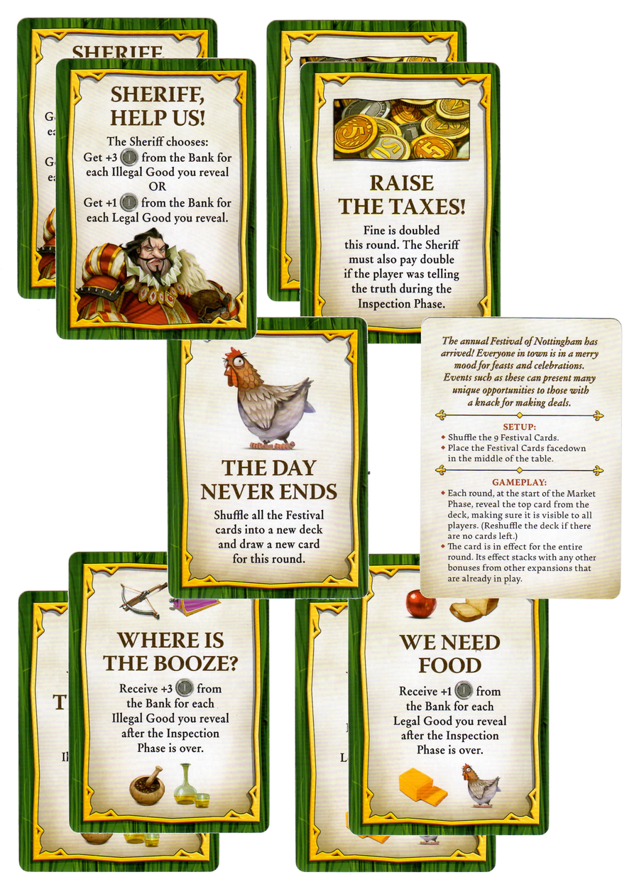 Sheriff of Nottingham: 2nd Edition – Festival of Nottingham for use with the board game S, Sheriff of Nottingham, sold at the BoardGameGeek Store