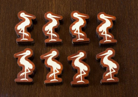Strata Strike - Wingspan Wooden Bird Meeples (set of 8) for use with the board game , sold at the BoardGameGeek Store