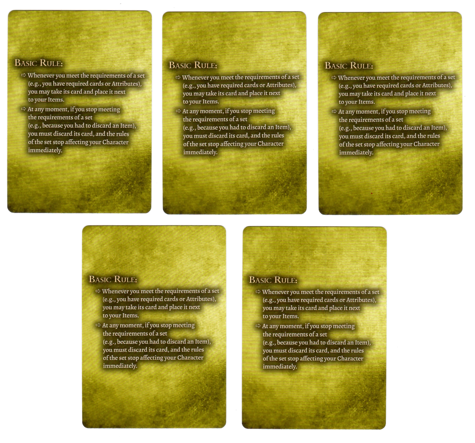 Tainted Grail: Item Sets Promo Cards for use with the board game T, Tainted Grail, sold at the BoardGameGeek Store