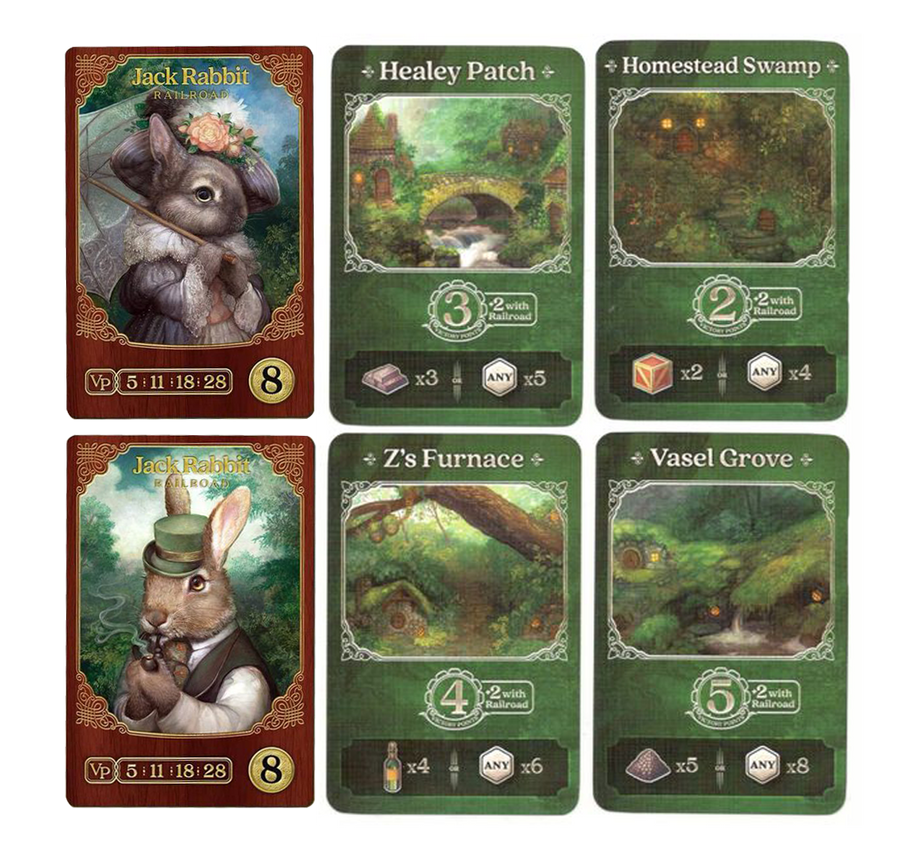 Raccoon Tycoon: New Town + Jack Rabbit Promos for use with the board game R, Raccoon Tycoon, sold at the BoardGameGeek Store