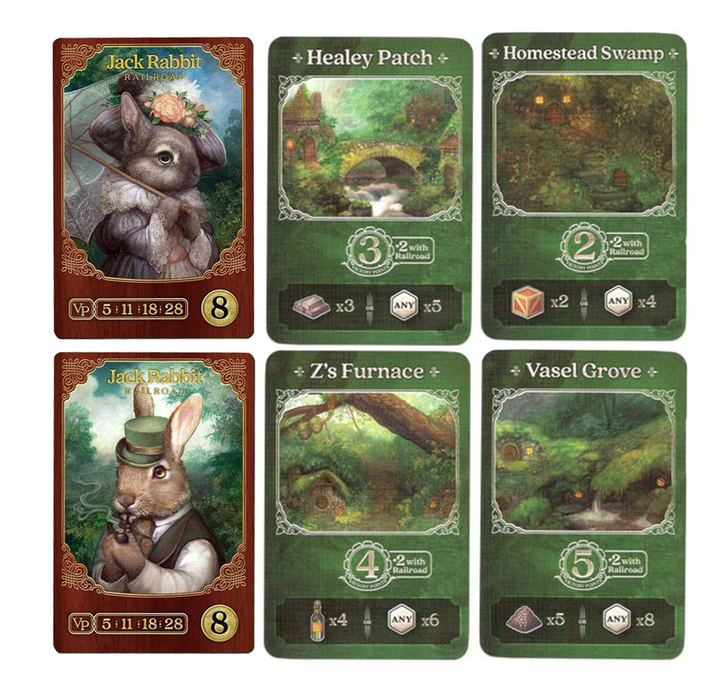 Raccoon Tycoon: New Town + Jack Rabbit Promos for use with the board game R, Raccoon Tycoon, sold at the BoardGameGeek Store