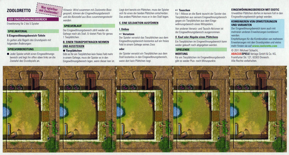 Zooloretto: Familiarization Area for use with the board game Z, Zooloretto, sold at the BoardGameGeek Store