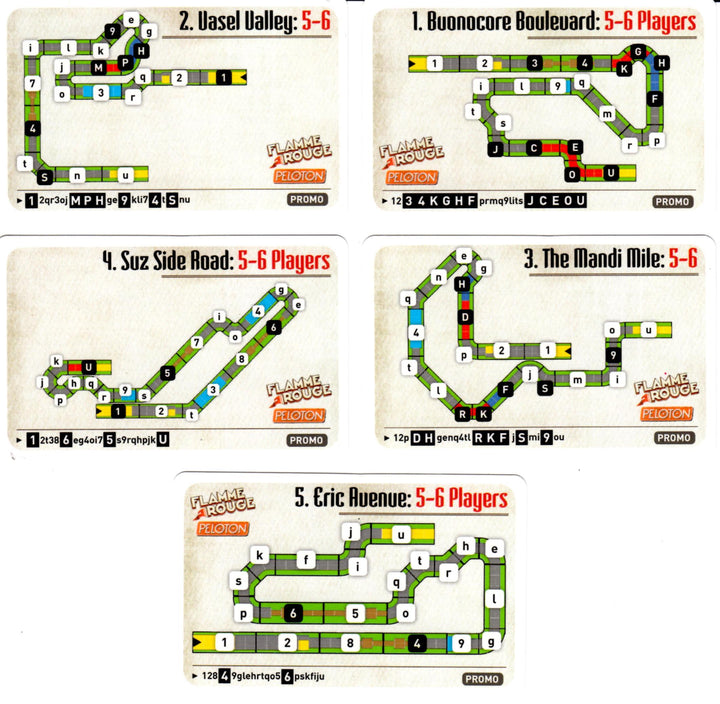 Flamme Rouge: Dice Tower Stage Cards Promo Pack for use with the board game F, Flamme Rouge, sold at the BoardGameGeek Store