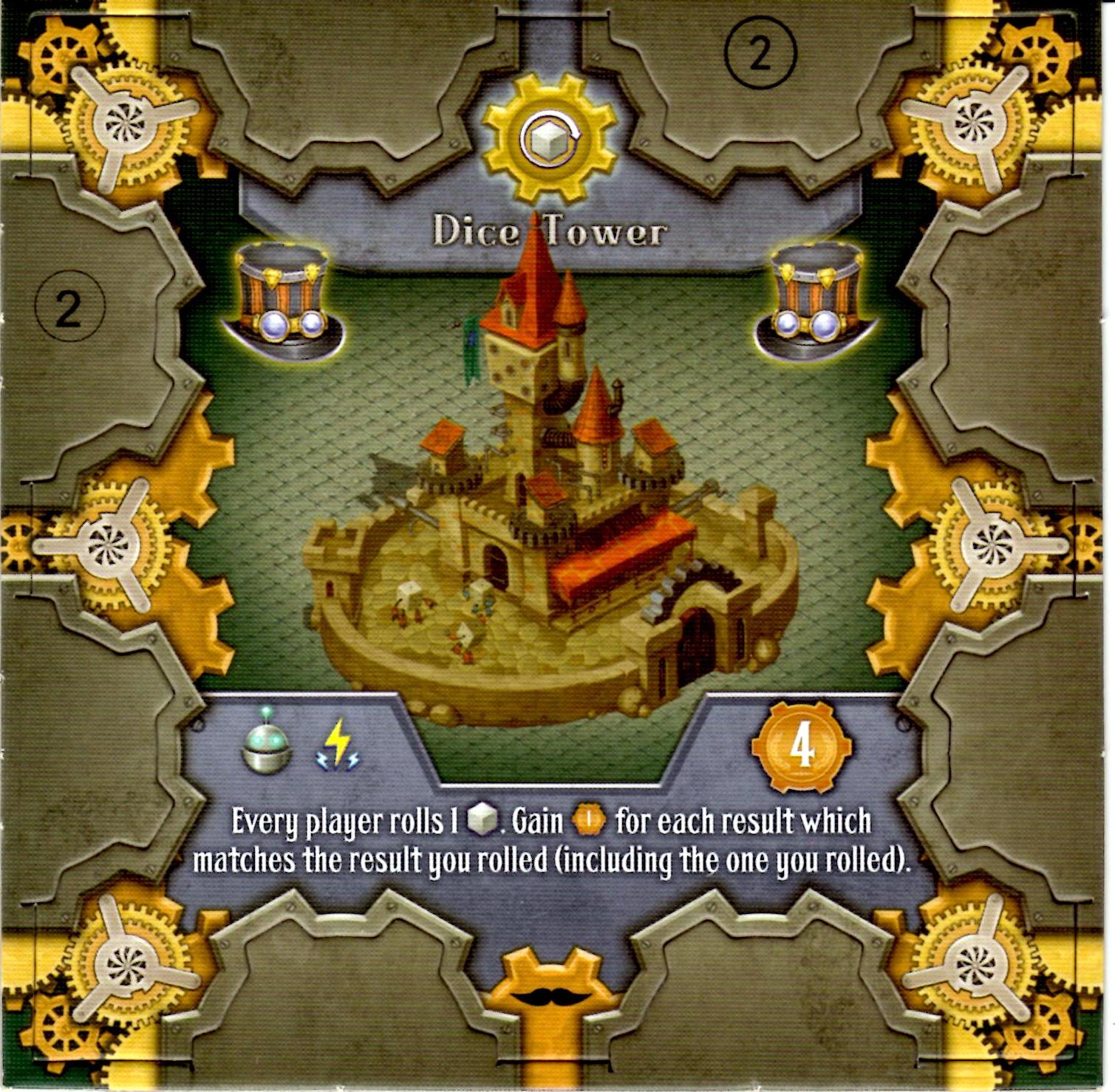 City of Gears: Dice Tower promo tile for use with the board game C, City of Gears, sold at the BoardGameGeek Store