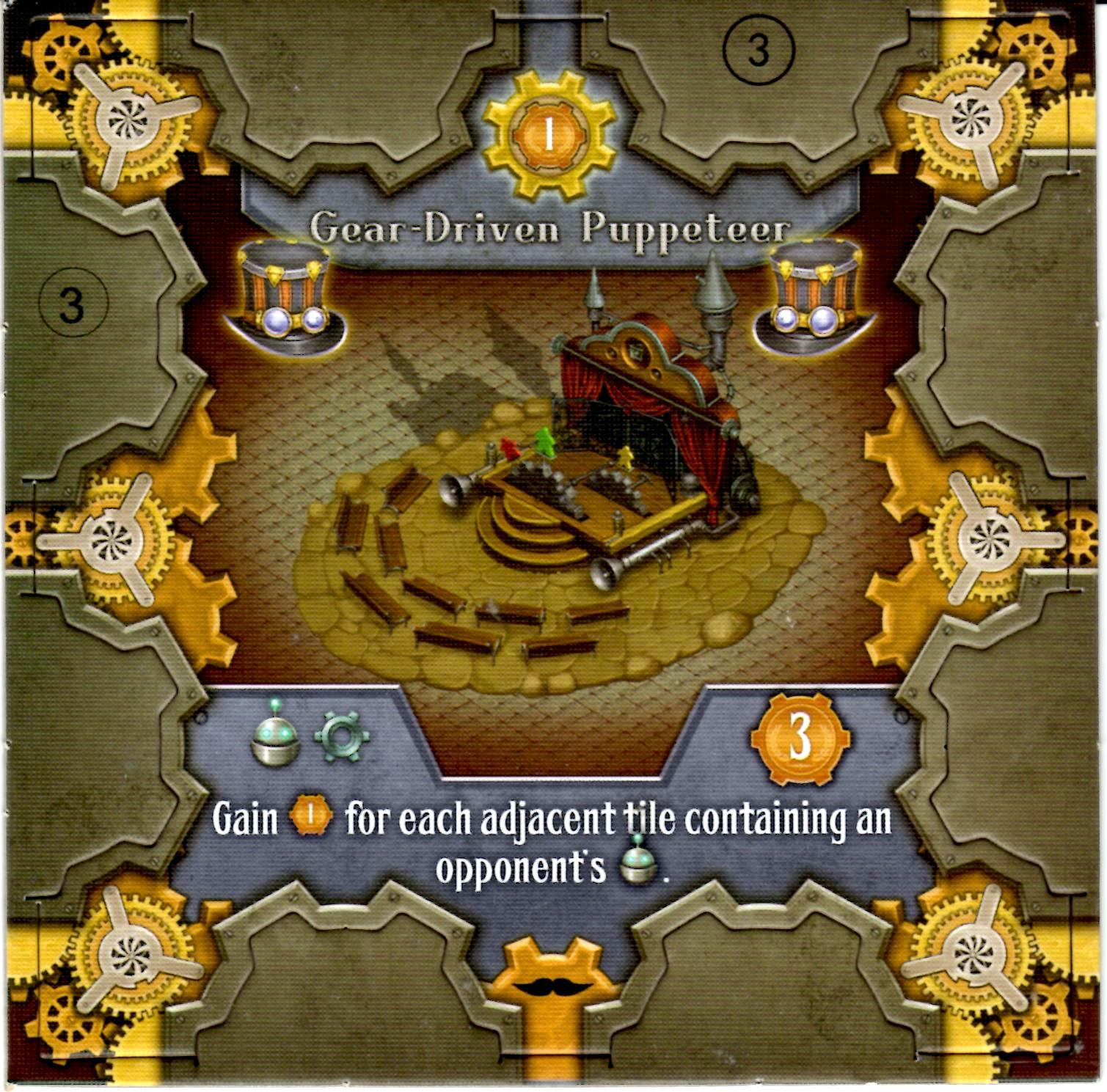City of Gears: Gear Driven Puppeteer promo tile for use with the board game C, City of Gears, sold at the BoardGameGeek Store
