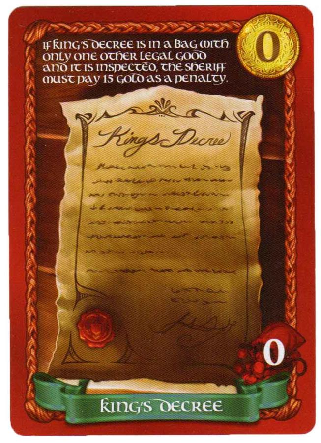 Sheriff of Nottingham: King's Decree for use with the board game S, Sheriff of Nottingham, sold at the BoardGameGeek Store