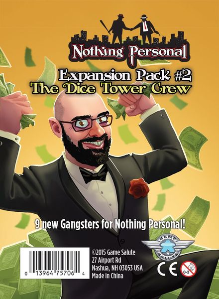 Nothing Personal Expansion Pack #2: The Dice Tower Crew for use with the board game N, Nothing Personal, sold at the BoardGameGeek Store