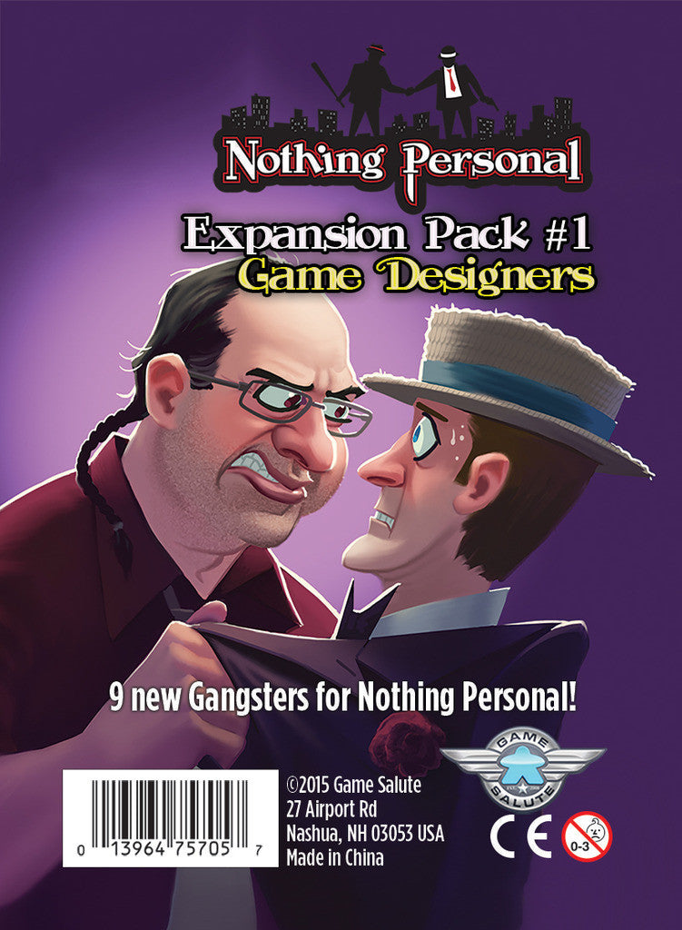 Nothing Personal Expansion Pack #1: Game Designers for use with the board game N, Nothing Personal, sold at the BoardGameGeek Store
