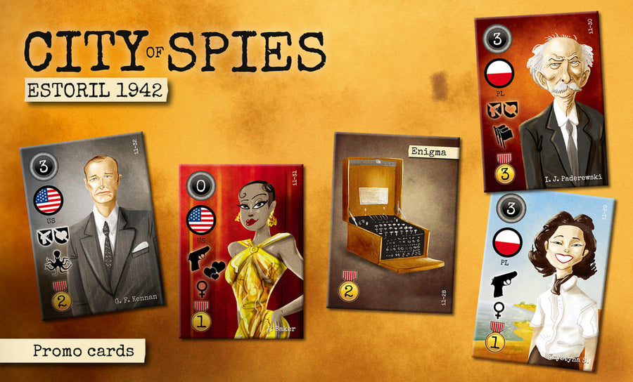 City of Spies: Promo Cards for use with the board game C, City of Spies, sold at the BoardGameGeek Store