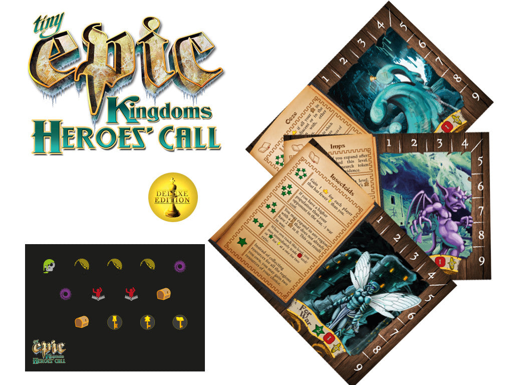 Tiny Epic Kingdoms: Heroes' Call – Deluxe Promo Pack and Mini Expansion for use with the board game Spring Sale, T, Tiny Epic Kingdoms, sold at the BoardGameGeek Store