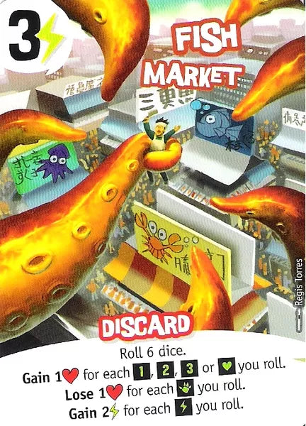 King of Tokyo: Fish Market Promo Card for use with the board game K, King of Tokyo, sold at the BoardGameGeek Store