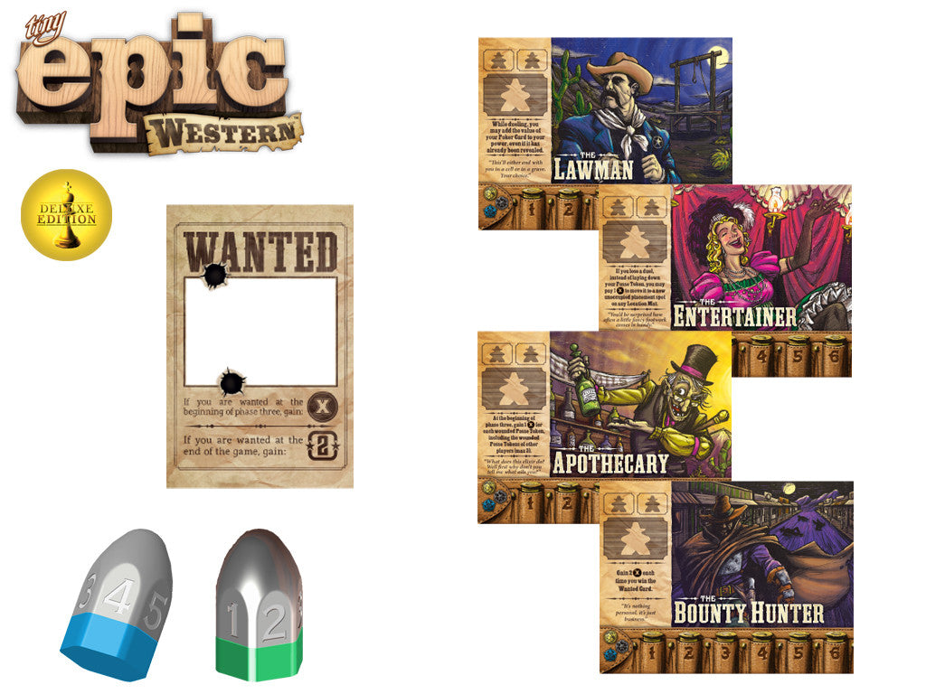 Tiny Epic Western: Kickstarter Deluxe Promo Pack for use with the board game Spring Sale, T, Tiny Epic Western, sold at the BoardGameGeek Store