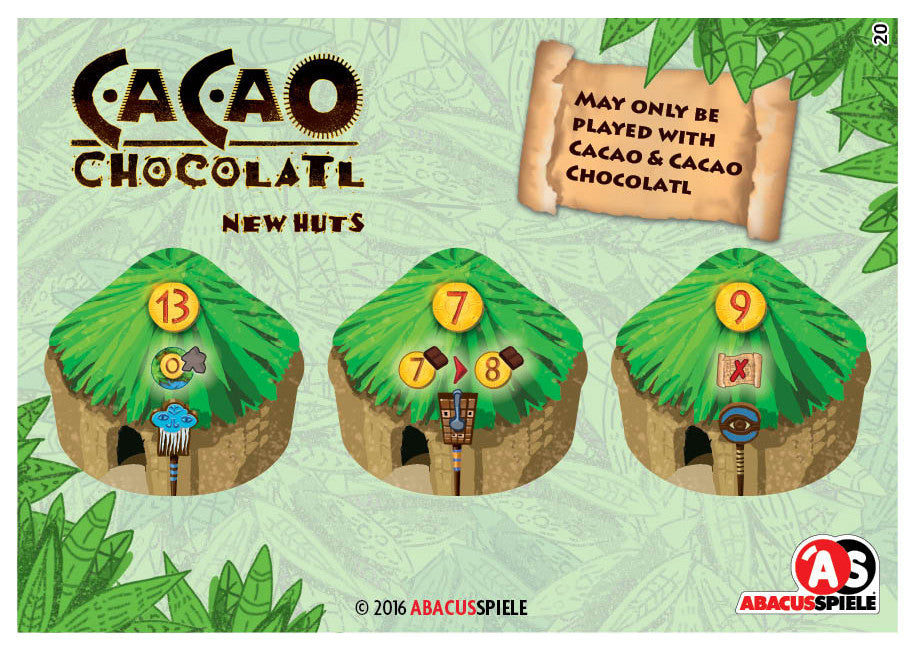 Cacao: Chocolatl – New Huts for use with the board game C, Cacao, Spring Sale, sold at the BoardGameGeek Store