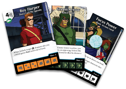 DC Comics Dice Masters: Archers Promo Cards for use with the board game D, DC Comics Dice Masters, sold at the BoardGameGeek Store
