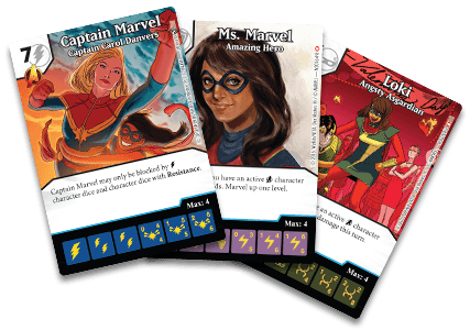 Marvel Dice Masters: Ms. Marvel Promo Cards for use with the board game M, Marvel Dice Masters, sold at the BoardGameGeek Store