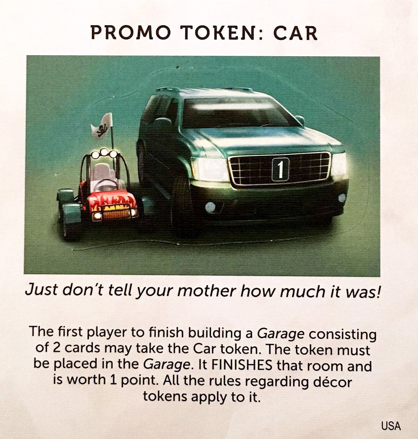 Dream Home: Promo Token - Car for use with the board game D, Dream Home, sold at the BoardGameGeek Store