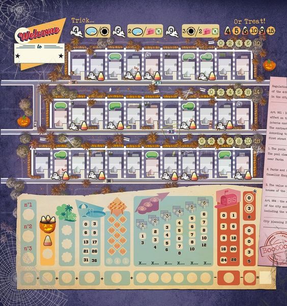 Welcome To... Halloween Thematic Neighborhood for use with the board game Spring Sale, W, Welcome To . . ., sold at the BoardGameGeek Store
