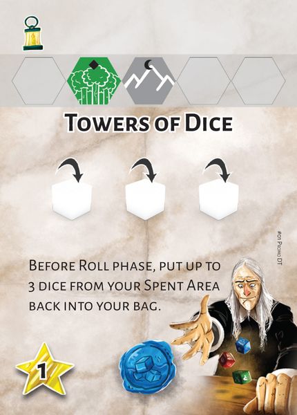 Dice Settlers: Towers of Dice for use with the board game D, Dice Settlers, sold at the BoardGameGeek Store