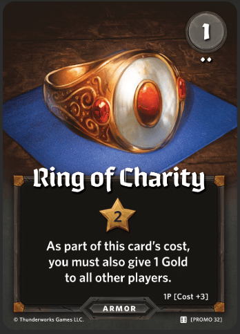 Roll Player: Ring of Charity promo for use with the board game R, Roll Player, Spring Sale, sold at the BoardGameGeek Store