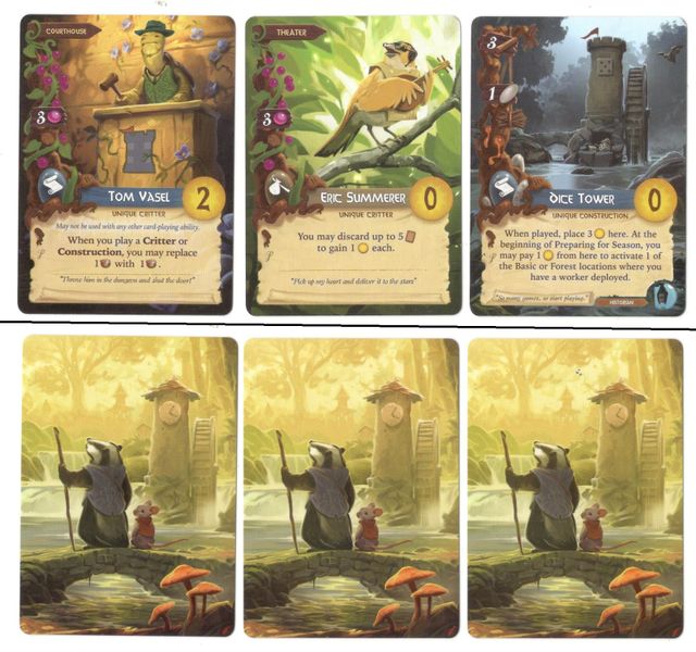 Everdell: Dice Tower Alternate Art Cards for use with the board game E, Everdell, sold at the BoardGameGeek Store