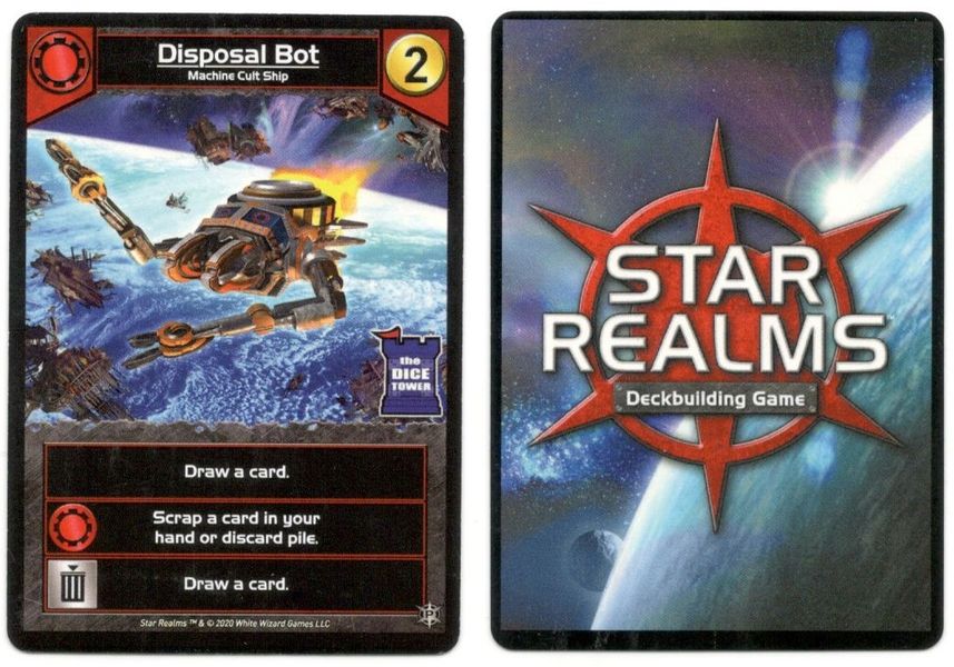 Star Realms: Disposal Bot Promo Card for use with the board game S, Star Realms, sold at the BoardGameGeek Store