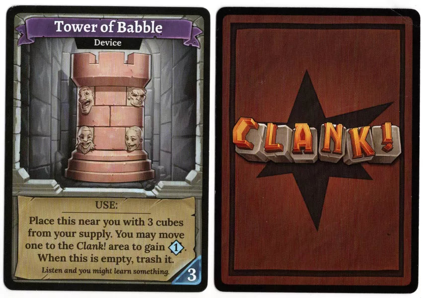 Clank!: Tower of Babble Promo Card for use with the board game C, Clank!, sold at the BoardGameGeek Store