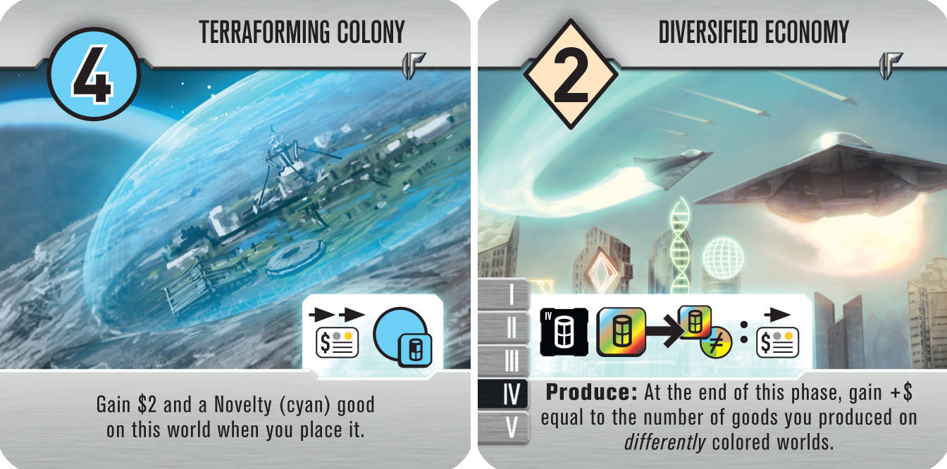 Roll for the Galaxy: Terraforming Colony/Diversified Economy Promo Tile for use with the board game R, Roll for the Galaxy, Spring Sale, sold at the BoardGameGeek Store