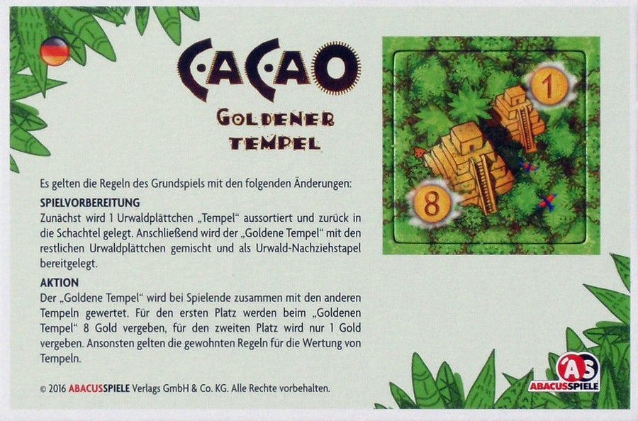 Cacao: Golden Temple for use with the board game C, Cacao, Spring Sale, sold at the BoardGameGeek Store